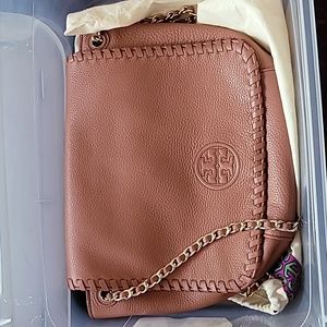Tan NWOT Tory Burch Marion Leather Flap Convertible Bag Purse Crossbody